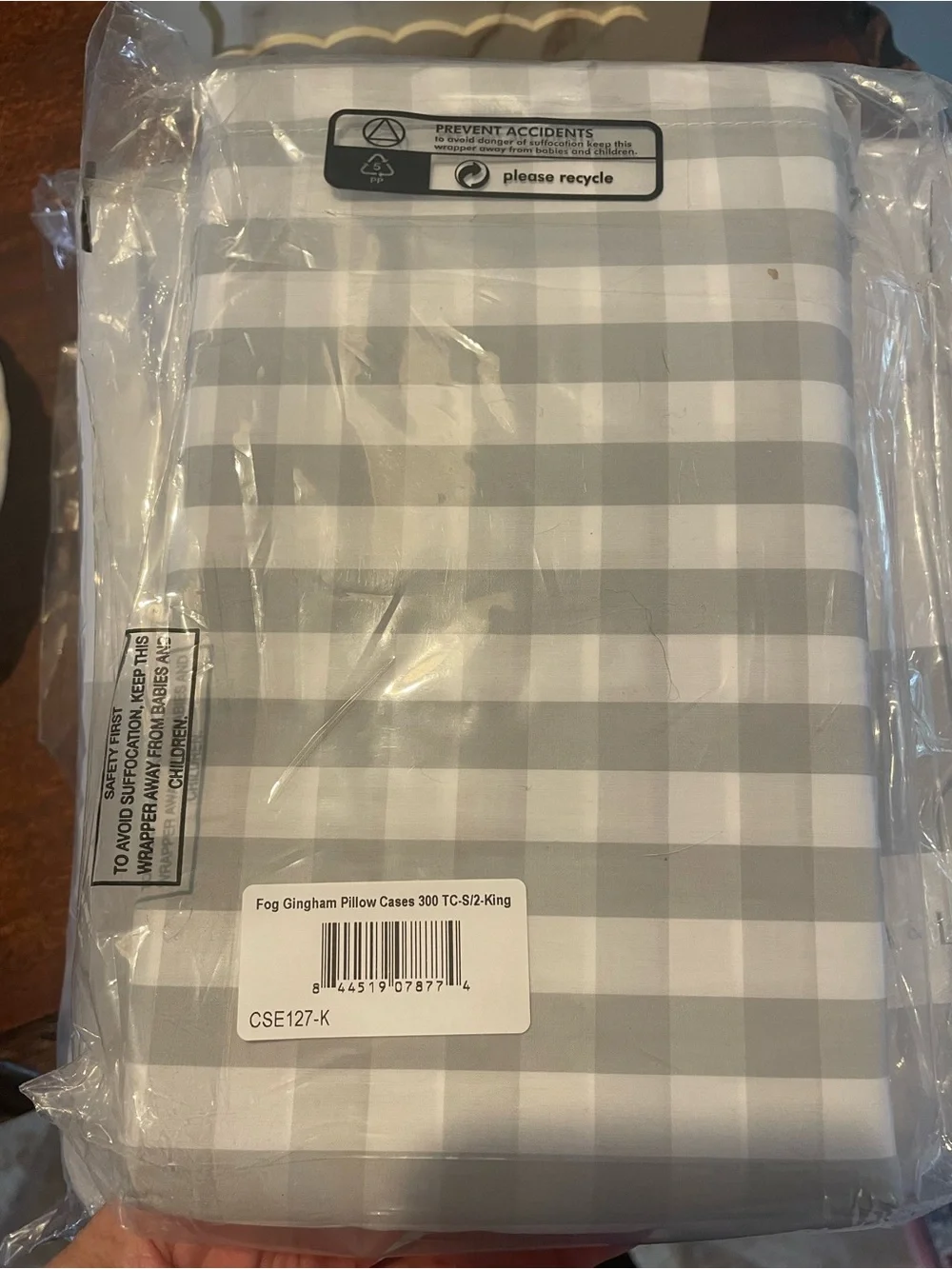 New! Serena & Lily (Fog- Gray) Gingham pillowcase Set- KING size
